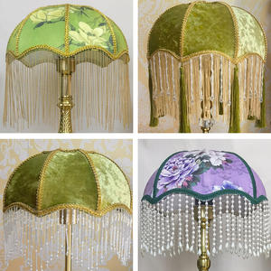 [Acheter l'Abat-jour Seul] [Pas une Table] DIY E27 Grand Culot à Vis, <span class=keywords><strong>Vert</strong></span> Classique, Tissu Velours, Rouge - Product Image 2