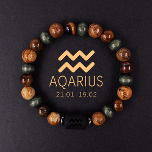 <span class=keywords><strong>12</strong></span> signo de la estrella del zodiaco constelaciones bisel ajuste hecho a mano Ojo de Tigre pulsera elástica con cuentas para pareja Unisex Tauro <span class=keywords><strong>Capricornio</strong></span> - Product Image 5
