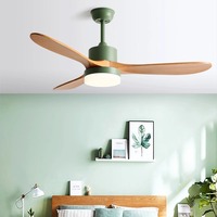 Ventilateur de plafond LED en bois massif nordique avec télécommande, moteur DC, forte puissance, style rétro moderne pour chambre, salle à manger, salon