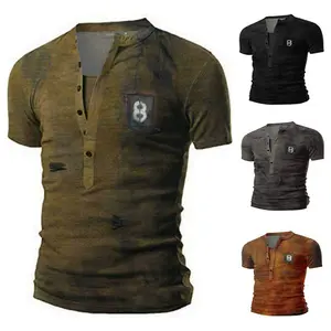 T-shirt col en v pour hommes, décontracté, Sport d'été, rétro, uniforme, t-shirts, personnage de mode, impression 3D, T-shirt respirant