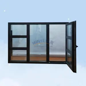 Алюминиевая рама, двухстороннее открытое окно с наклоном и поворотом, алюминиевое створчатое окно