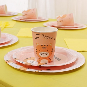 Civi ชุดเครื่องใช้บนโต๊ะอาหารสำหรับเด็กลายเสือแสนหวานชุดเครื่องใช้บนโต๊ะอาหารแบบใช้แล้วทิ้งชุดถ้วยกระดาษสำหรับงานปาร์ตี้ - Product Image 4