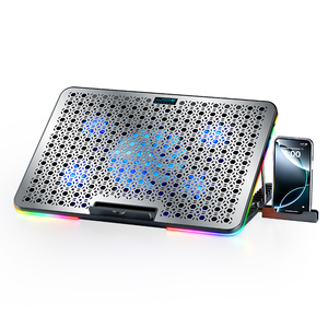 Support de <span class=keywords><strong>refroidissement</strong></span> pour ordinateur portable RGB pour jeux, métal argenté, 17 pouces - Product Image 1