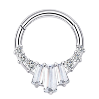 Anneaux et clous de nez articulés en titane ASTM F136 pour femme, délicats et uniques, avec fermoir à clic segmenté 5A