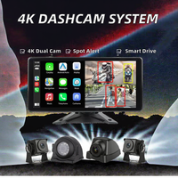 Caméra embarquée sans fil AHD 1080P 10,36 pouces avec CarPlay et Android Auto, enregistreur en boucle, système de caméra avant/arrière, moniteur d'angle mort pour camion