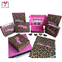 Boîte à perruque imprimée léopard rose avec étiquettes en forme de cœur, impression UV personnalisée, emballage rigide, accessoires de mode