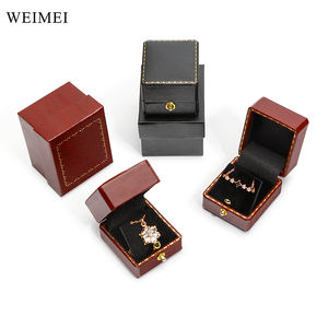 Caja de anillo negro de estilo antiguo WEIEMI caja de anillo de joyería arabesca de línea de estampado de oro con caja exterior de gama alta - Product Image 4