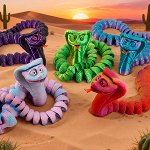 Vashine <span class=keywords><strong>Serpente</strong></span> <span class=keywords><strong>Cobra</strong></span> Divertente Stampato in 3D, Giocattolo Flessibile in Cristallo Colorato Creativo Zootopia in PLA per Bambini - Product Image 1