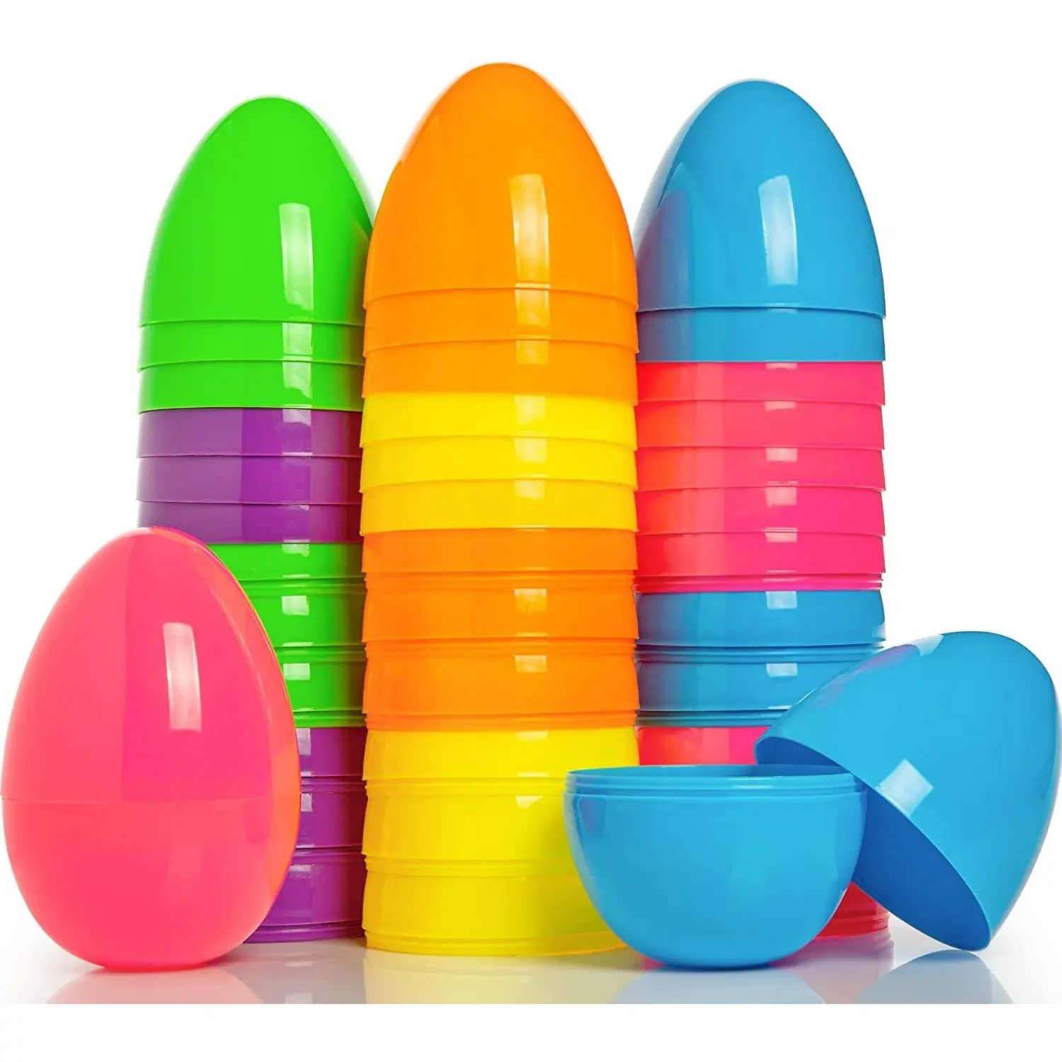 खाली प्लास्टिक ईस्टर अंडे बहु आकार कैंडी मुड़ सजावटी बड़े ईस्टर अंडे प्लास्टिक खोल DIY पार्टी कंटेनर आश्चर्य खिलौना