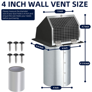 Cache d'évacuation mural <span class=keywords><strong>extérieur</strong></span> en acier galvanisé <span class=keywords><strong>pour</strong></span> écran de protection, volet anti-retour, couvercle de ventilation, capot de cuisine, conduit de climatisation et sèche-linge - Product Image 1