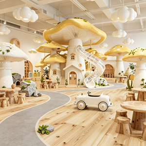 Aoleao Aire de jeux intérieure personnalisée Thème Ville spatiale, Piscine à balles, Toboggan, Mur d'escalade, Jeux sensoriels pour enfants, Aire de jeux souple, Certifié CE TUV - Product Image 1