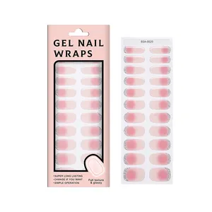 Quality Long Lasting Semi Cured Gel Nail Strips Sticker Adhesive Full Cover Gel Nail Sticker Decal