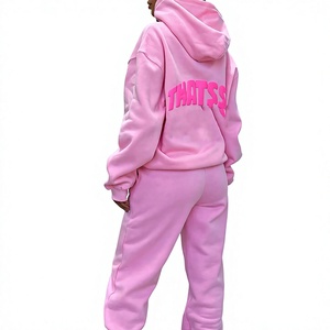 2026 Custom Top Quality Casual Cotton 400gsm <b>Fleece</b> <b>Hoodie</b> With Slogan <b>Oversize</b> Puff Print Streetwear Hip Hop Women's Hoodies - Product Image 4