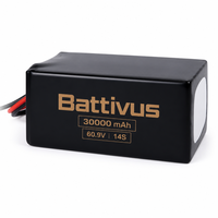 Batterie semi-solide pour drone UAV 210Wh/kg, 14S 60.9V 30Ah 30000mAh, LiPo haute tension pour système d'avion VTOL de relevé et de cartographie