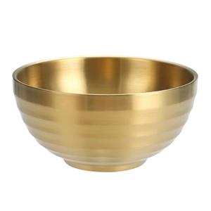 304 Stainless Steel Korean Style Rice Bowl Spiral Gold Noodle Bowl Childrens Double Layer Insulated Small Bowl - Product Image 3