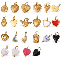 Nouveaux breloques en acier inoxydable DIY 2025, bijoux fantaisie, pendentif en forme de cœur, plaqué or 18 carats, breloques en or PVD pour la fabrication de bracelets et de colliers