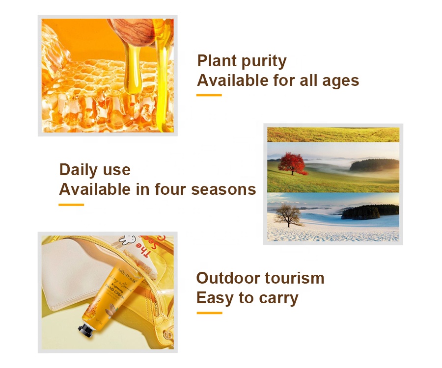 Натуральный увлажняющий отбеливающий крем для рук с медом и миндалем, 30 г