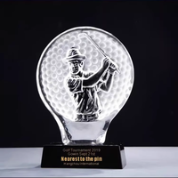 Trophée de golf personnalisé en verre cristal et métal, récompense créative pour les champions, les compétitions, les salons professionnels et les cartes de licence