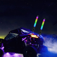 Antennes lumineuses LED COB de 2,2 pouces de diamètre, 2 pieds de long, avec contrôle à distance par application, couleur RVB, effet de poursuite de couleur, pour VTT, UTV, camion