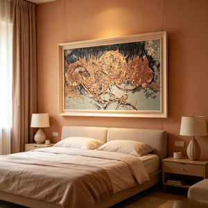 Handmade <b>Gold</b> Bloom Peony Artwork for Living Room Bedroom Hallway Neutral Fine Gift Wall Art House Hotel Decoration Interior - Product Image 2
