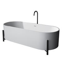 Bak Mandi Berdiri Sendiri dari Batu Buatan Modern Ramah Lingkungan 60gal+ dengan Saluran Pembuangan Berlapis Nikel untuk Penggunaan Hotel.
