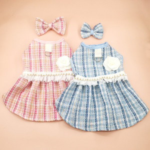 Vêtements pour animaux de compagnie en gros : Robes à carreaux avec nœud pour petits chiots et chatons - Product Image 5