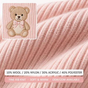 OEM ODM Unisex Kinder Elfenbein Rundhals-Strickpullover mit Teddybär-Stickerei Langarm-Pullover für Herbst und Winter Maßgefertigte Kinderkleidung - Product Image 5