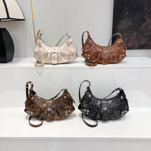 Bolsos de Hombro Estilo Maillard Vintage para Mujer, Bolsos de Mano de Cuero PU de Lujo para Chicas, Bolsos de Mano para Mujer - Product Image 1