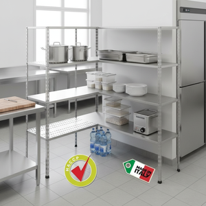 Scaffale a 3 Ripiani in Acciaio Inox AISI 304, Dimensioni Ripiani 70x30 cm, Altezza 150 cm, INOX POWER INXSCA0098 - Product Image 3