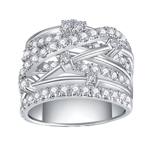 Anillo de Compromiso de Lujo Jiuzuan con Moissanita, Chapado en Plata, Engaste Pavé, Corte Ovalado, Estilo Clásico, 10g - Product Image 1