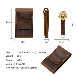 Luxury Custom Crazy Horse Vintage Brown Leather Travel Watch Case Box Men rotolo di orologi in vera pelle con <span class=keywords><strong>2</strong></span> 3 slot - Product Image 5