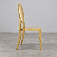 Chaise de banquet de mariage en acier inoxydable doré, entièrement métallique, dossier rond, vente en gros