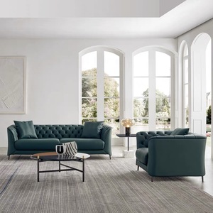 Sofá clásico Chesterfield con hebilla, sofá de cuero verde, muebles para el hogar alemanes, sofá moderno de cuero de lujo para sala de estar - Product Image 2