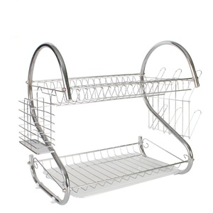 Égouttoir à vaisselle à 2 niveaux en acier inoxydable - Avec porte-couverts et porte-gobelets, <span class=keywords><strong>bac</strong></span> de récupération d'eau inclus, facile à nettoyer et à ranger dans la cuisine ou près de l'évier - Product Image 2
