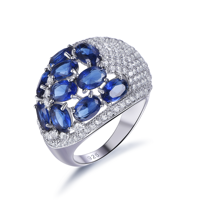 Bague en pierre multicolore taillée en poire en argent sterling 925 Bague de mariage classique du fabricant de bijoux fins plaquée rhodium
