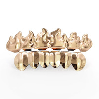Offre Spéciale Écologique Cuivre Hip Hop Flamme Or Dents Grillz Feu dans Votre Bouche Dents Grillz