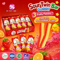 Gomitas Agridulces Personalizadas al por Mayor, con Sabor a Frutas, Rellenas de Mermelada en Polvo, Dulces de Goma Suave para Niños