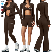 Veste de yoga ajustée, soutien-gorge mignon pour femme, pantalon large sans couture, short de yoga imprimé, leggings, ensemble de yoga pour l'entraînement