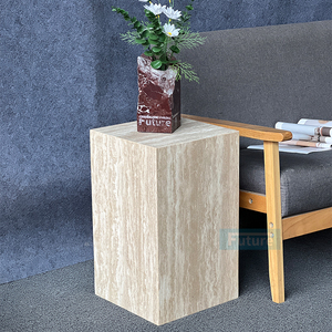 Natural Beige <strong>White</strong> Travertine Coffee <strong>Table</strong> Low Plinth Marble Living Room Luxury Natural Customized Cuboid Tea <strong>Side</strong> <strong>Table</strong> - Product Image 1
