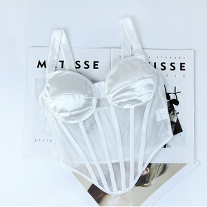 Débardeurs en satin <span class=keywords><strong>transparent</strong></span> à col en V sexy à dos nu à motif d'arêtes de poisson européennes et américaines pour femmes, camisole - Product Image 4