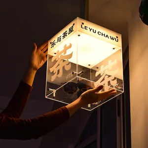 Nhà máy tùy chỉnh ngoài trời 3D chiếu sáng trong suốt tự động xoay dấu hiệu LED quảng cáo Logo Acrylic Hộp đèn
