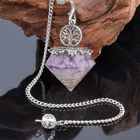 Pendentif Hexagonal en Époxy avec Cristaux Naturels Arbre de Vie, pour Yoga, Méditation, Guérison Énergétique, Vente en Gros de Pierres Précieuses