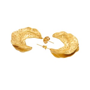 ต่างหูห่วงชุบทอง 18K สแตนเลสทรงคลื่นรูปตัวยู เครื่องประดับแฟชั่นสำหรับผู้หญิงสำหรับงานปาร์ตี้ - Product Image 5