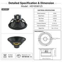 HD18SW125 Haut-parleur de basses en néodyme métallique de 18 pouces, 2000 W RMS, 2400 W de crête, 8 ohms, bobine vocale de 5 pouces pour système de sonorisation PA de scène