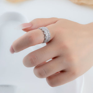 MyMuyu Micro Inlaid Zirconia Open Ring Flower Shape Adjustable For Party Fine Jewelry - Product Image 2