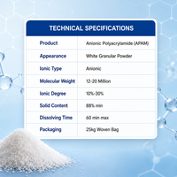 Polyacrylamide Anionique Adsorbant pour le Lavage du Charbon, Agent de Déshydratation en Poudre, Pureté 99%, pH 7.0-8.5