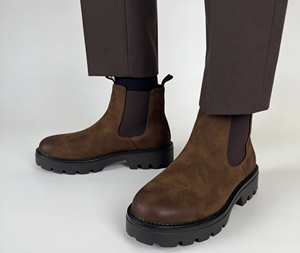 Stivali Chelsea Eleganti da Uomo con Punta Rotonda, Stivali Invernali Antiscivolo per Ufficio, Comodi Stivali Martin in Pelle PU - Product Image 2