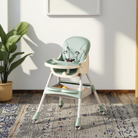 Chaise haute 3-en-1 moderne pour bébé et tout-petit, utilisation domestique sécurisée, salon, cuisine, chambre, plastique, hôtel, école