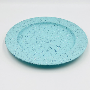 Assiettes de <span class=keywords><strong>service</strong></span> en mélamine style terrazzo <span class=keywords><strong>turquoise</strong></span> moucheté de 8,75 pouces avec bord côtelé - Product Image 2