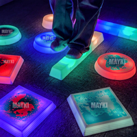 Dalles sensorielles lumineuses rondes à piles, jouets interactifs de stimulation visuelle, pierres à marcher liquides LED pour salle de jeux